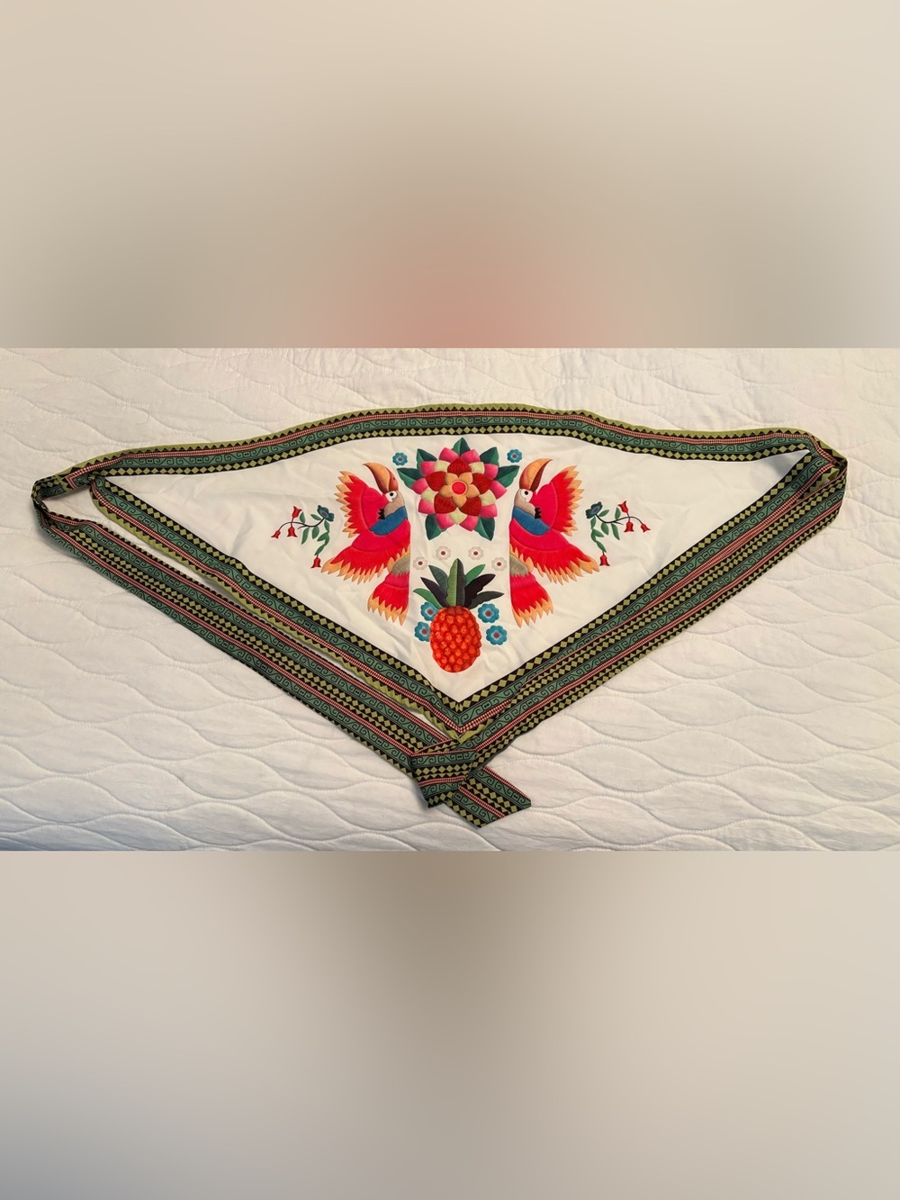 Bandana Scarf with Vibrant Floral & Parrot Motif
